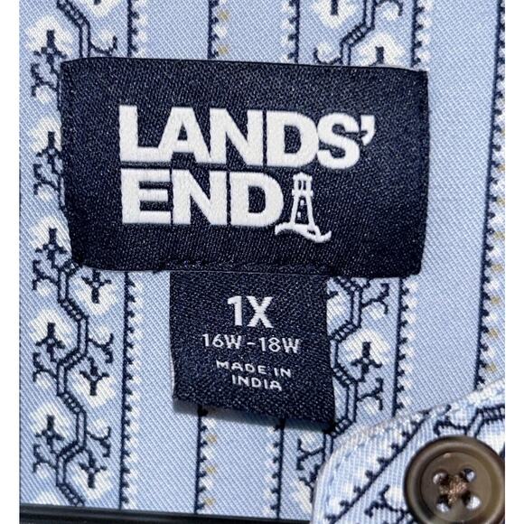 Lands End Womens 1x Blue Striped Oversized Smock Top Beach Resort Minimalist - Picture 6 of 8